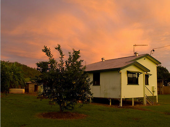 фермерский домик, восход солнца, фото